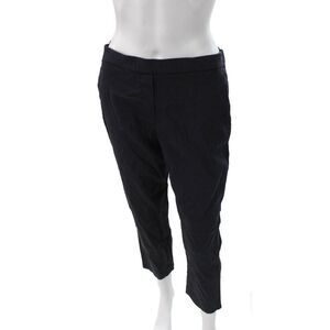 Theory Women Cropped Linen Pants Black Pull On Size 6